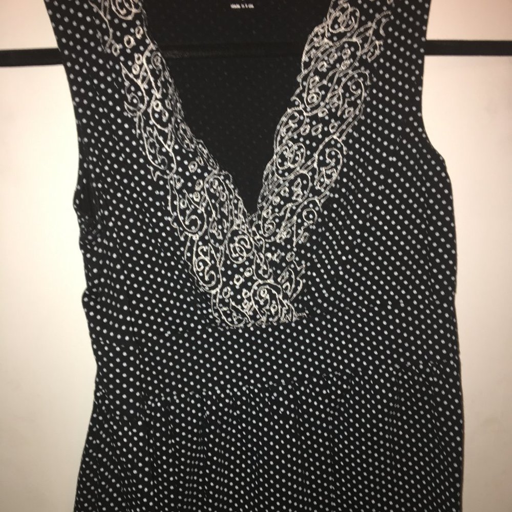 Willi Smith Sleeveless Black White Polka Dot S